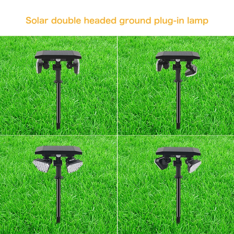 LED Solar podwójne głowice światło zewnętrzne wodoodporne oświetlenie krajobrazu lampa Garden Courtyard Decor obrotowa lampa zasilana ścienna słoneczna