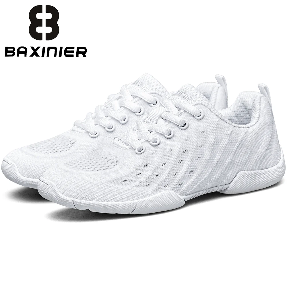 

BAXINIER White Youth Girls Cheer Shoes Kids Lightweight Dance Tennis Training Competition Sneakers Padded Support
