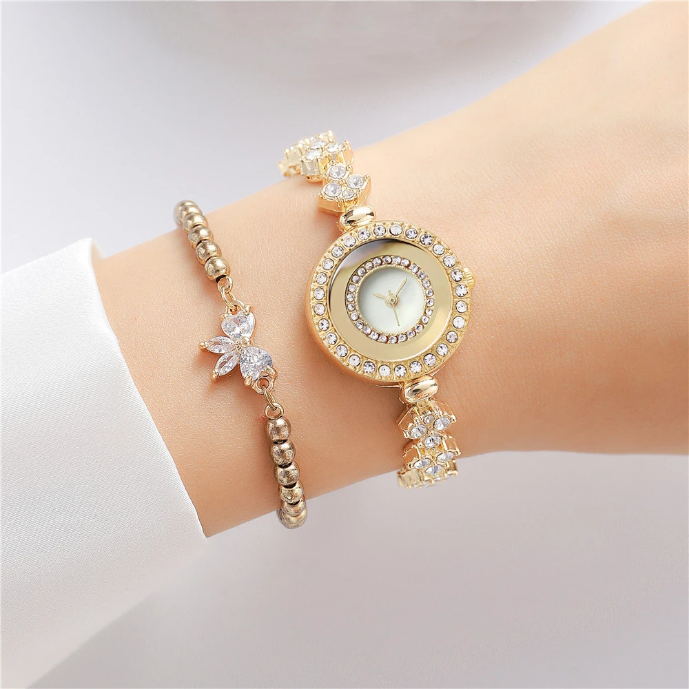 Women Luxury With Diamonds Quartz Watches Small Minimalist Seashell Surface Ladies Watch Stainless Steel Strap Bracelet Clock