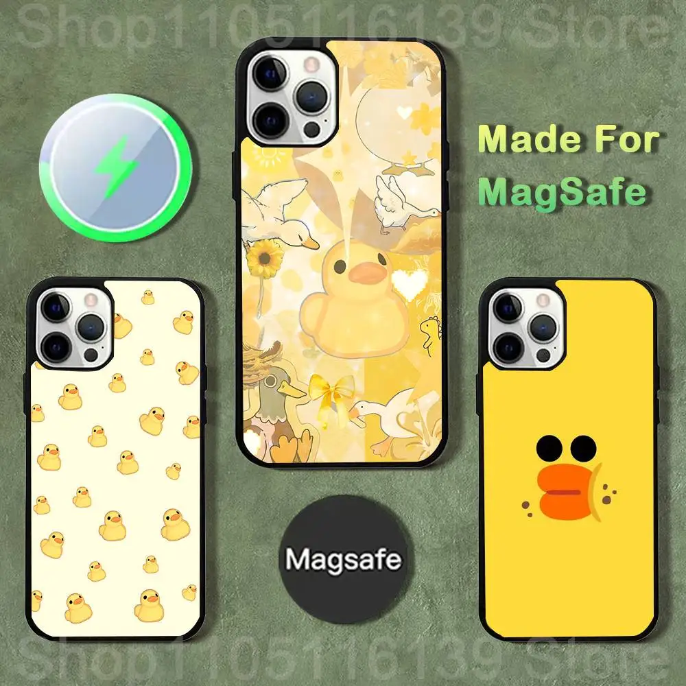 

Yellow Cute Duck Phone Case For iPhone 17,16,15,14,13,12,11,Pro,Max,Plus,Mini,SE4,E Magnetic Magsafe Wireless Charging