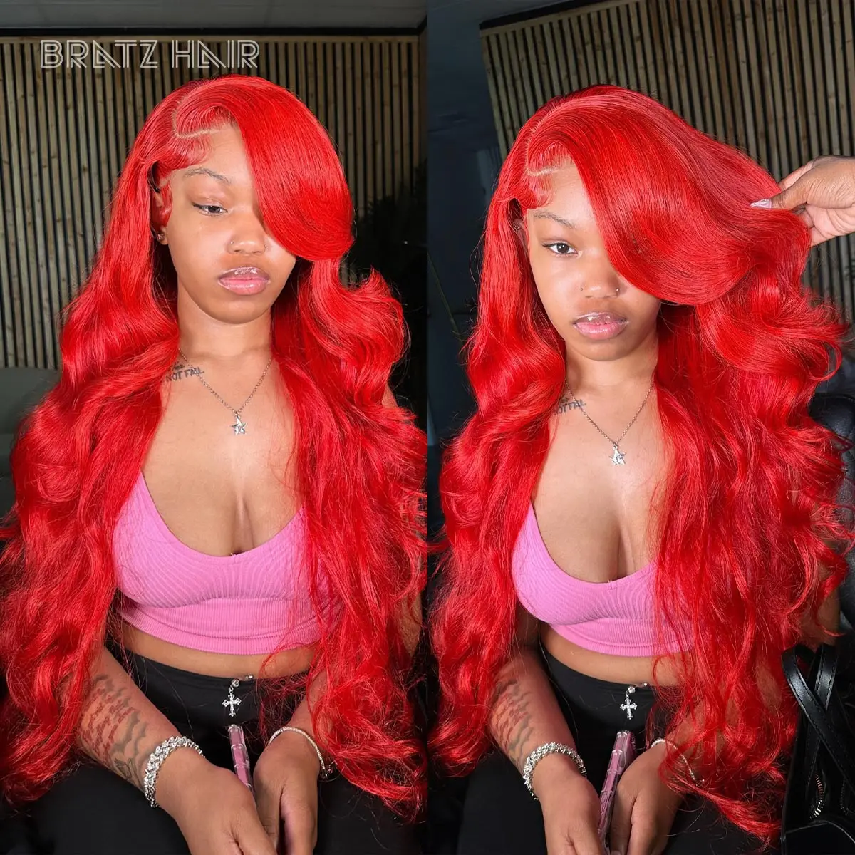 

Hot Red Body Wave 13x4 Transparent Lace Front Wigs Pre Plucked 180 Density Human Hair 4x4 Lace Closure Wigs for Black Women