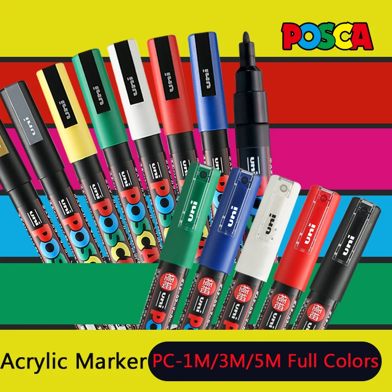 

Маркер на водной основе uni POSCA POP, разные цвета PC-1M/3M/5M 0,7 ~ 2,5 мм, наконечники, профессиональная акриловая ручка для художников и дизайнеров