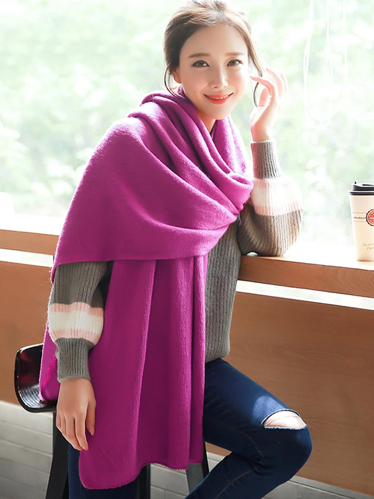 2023 Imitation Cashmere Women Winter Scarf Solid Preppy Style Scarve Thick Wrap Shawl Pashmina Lady Femme Bufanda Stoles Foulard