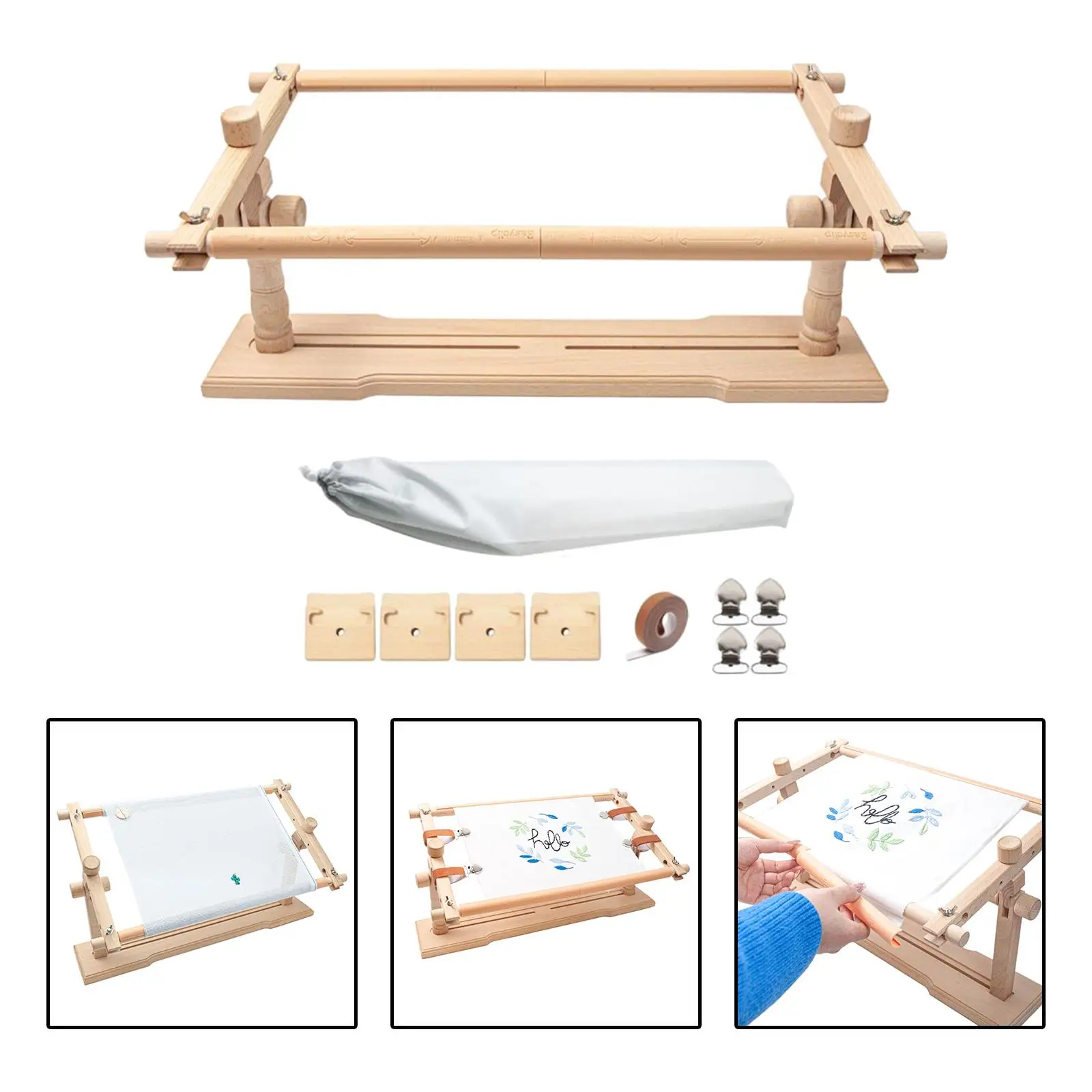 Cross Stitch Frame Scroll Fittings Tapestry Frame Present for Stitching Sewing Craft 1 Set Needlework Cross Stitch Stand Table