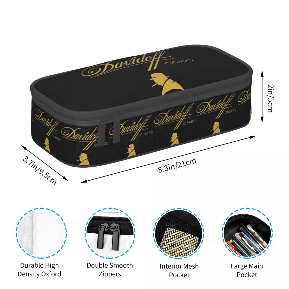 Davidoff السيجار مقلمة سوداء للبنين بنات مدرسة صندوق القلم حقيبة أقلام رصاص لوازم القرطاسية حقيبة حامل القلم