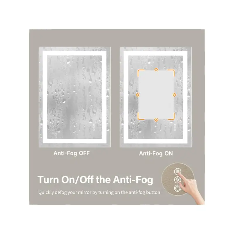 Espelho temperado sem moldura de 20x28 polegadas com tiras de luz dupla LED para iluminação frontal e traseira, envio de fim de semana indisponível