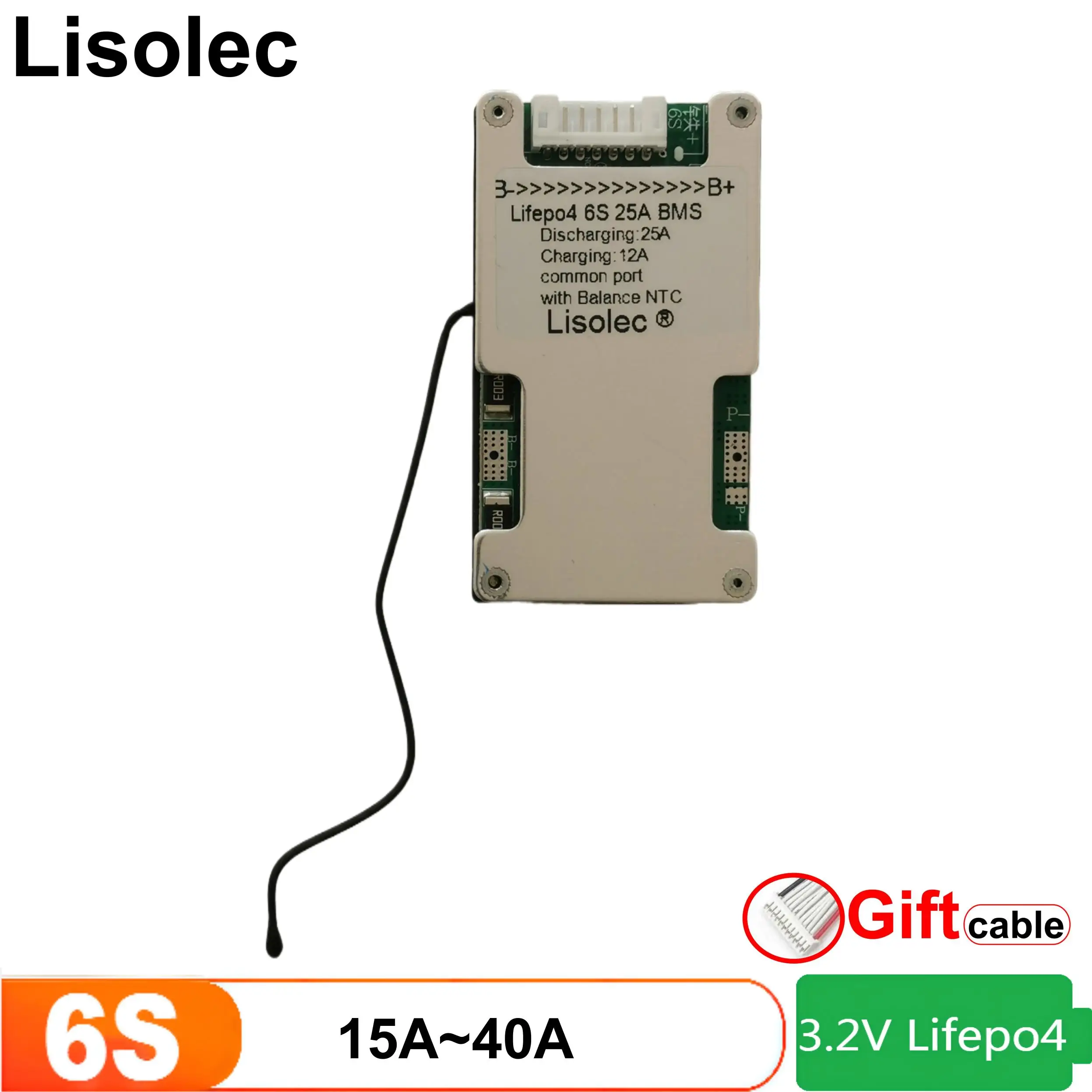 Placa de circuito de protección de temperatura Lifepo4 BMS 6S 15A 20A 25A con Balance NTC, módulo de placa de protección de carga de batería 18650
