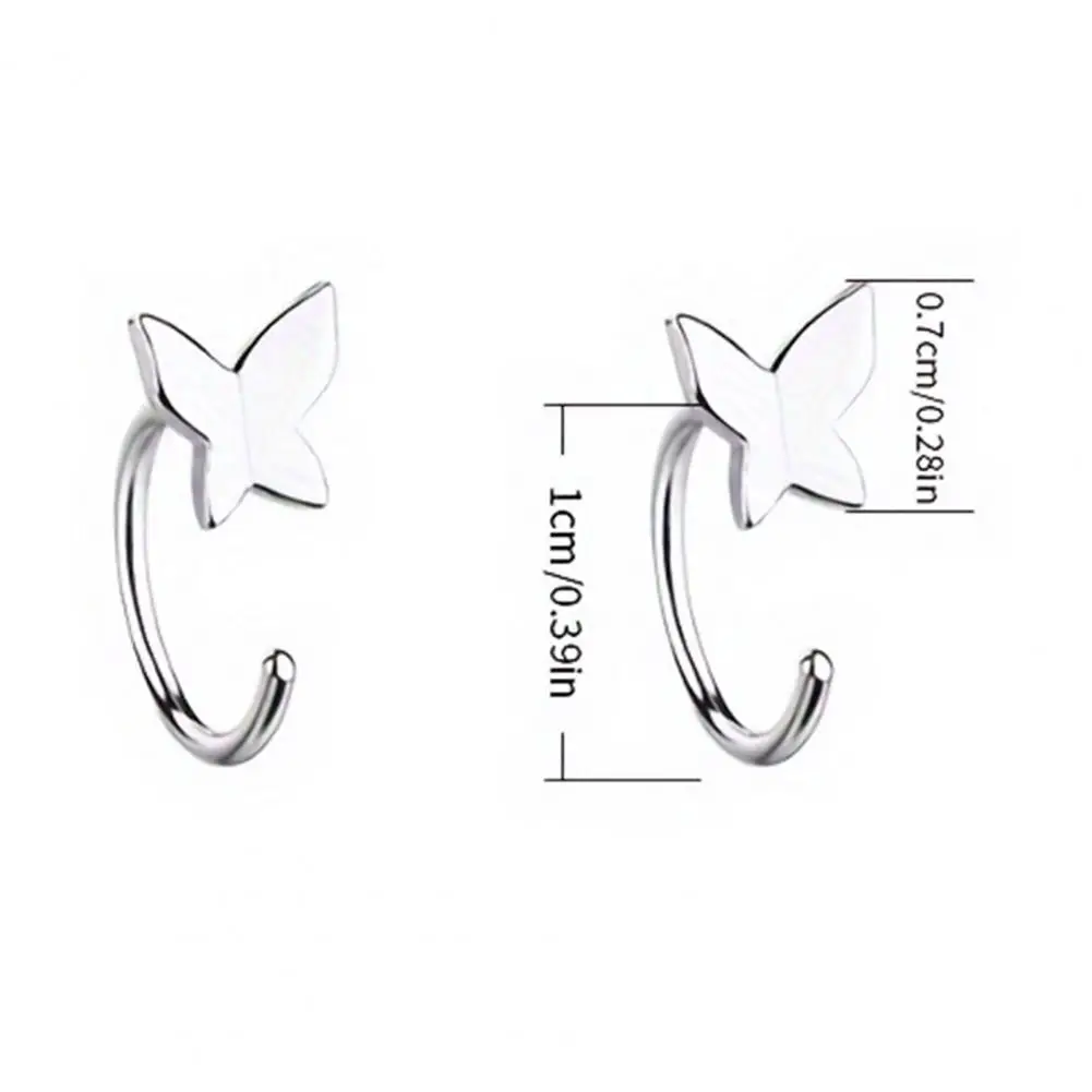 Polished Metal Studs Butterfly Earrings for Women Circle Shape Open-type Jewelry Lightweight Wear Accessories for Commuting