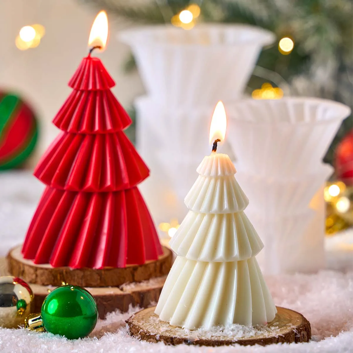 Weihnachtsbaum Dekor Silikon Kerze Form DIY handgemachte geometrische Kiefer Aromath Seife Gips Harz Handwerk Formen Home Urlaub Geschenke