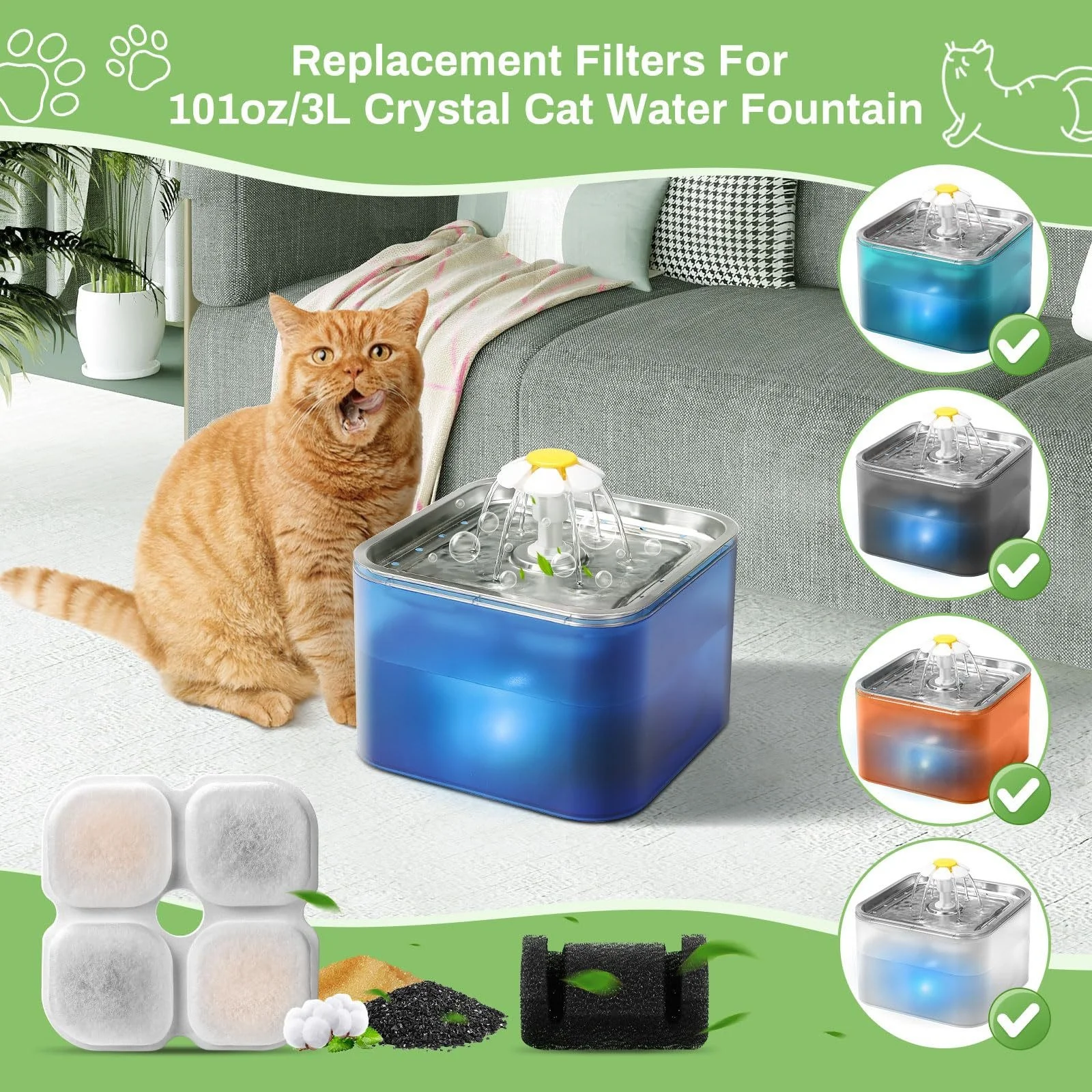 Fotografia 3: Elemento de filtro para dispensador de água de cristal Wonder Creature 3L 4,7 * 4,7 * 0,4 polegadas inclui 6 cartuchos de filtro + 6 em forma de U