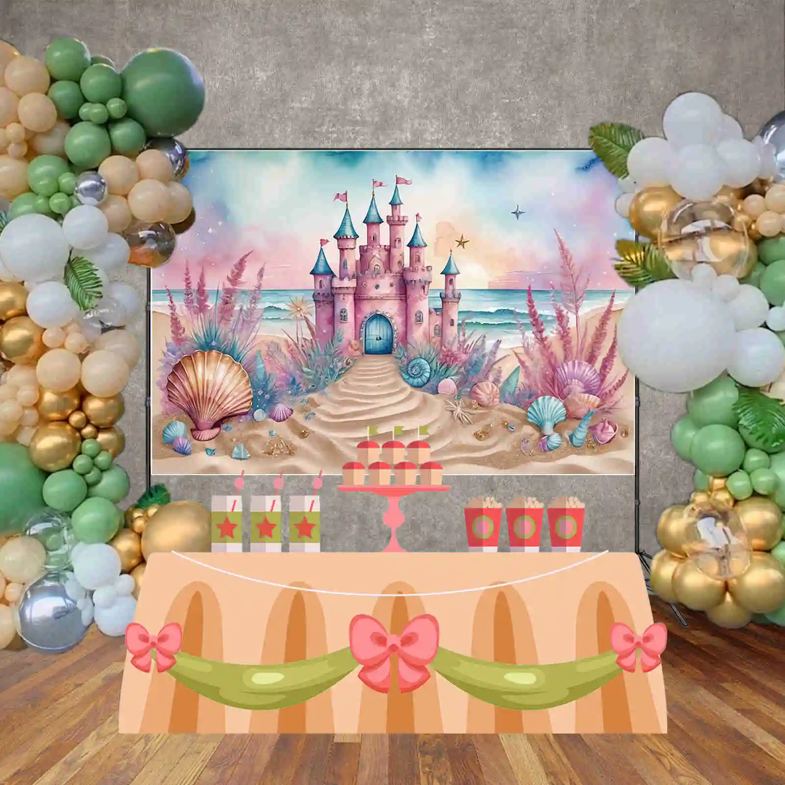 MOON.QG Children Birthday Party Photo Zone Studio Backdrop Candyland Mermaid Frozen Princess Background Photography Photobooth