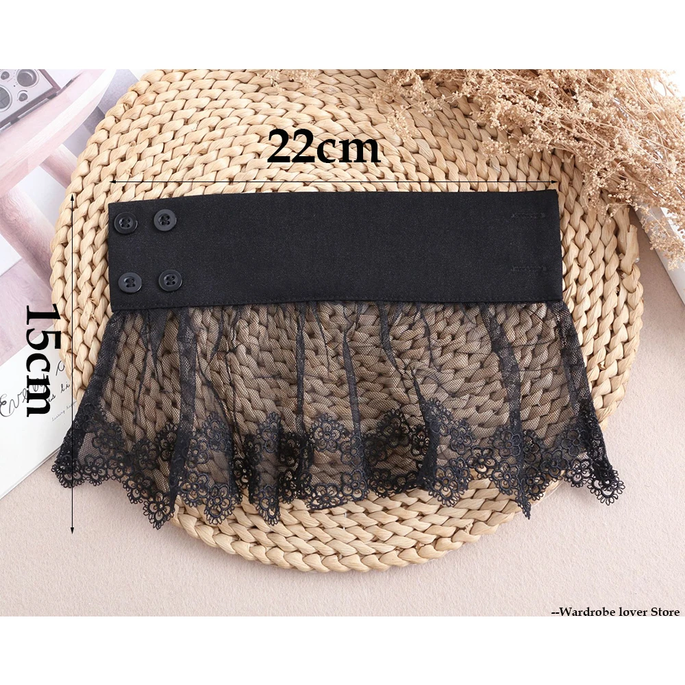 أبيض أسود الدانتيل الأصفاد القابلة للإزالة وهمية الأكمام الزفاف زي العرائس اكسسوارات سترة الكفة شبكة صيد السمك زي تأثيري الملحقات #6