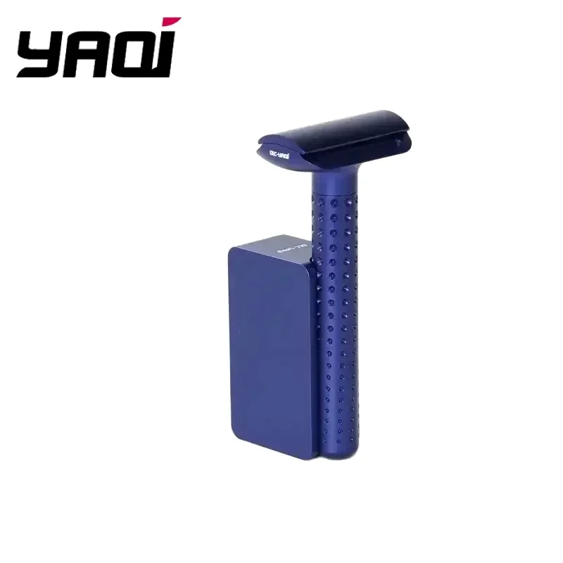 Yaqi Aluminum Men Safety Razor Sputnik Dark Blue Color And Holder Collectibles Gift Boyfriend