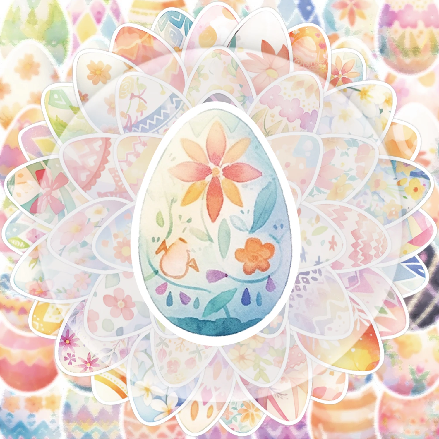 50 Easter Egg Bunny Doodle Stickers, Suitable for Decorating Water Bottles, Laptops, Cell Phones, Suitcases, Skateboards, Guitars, Gift Boxes, Party Decorations