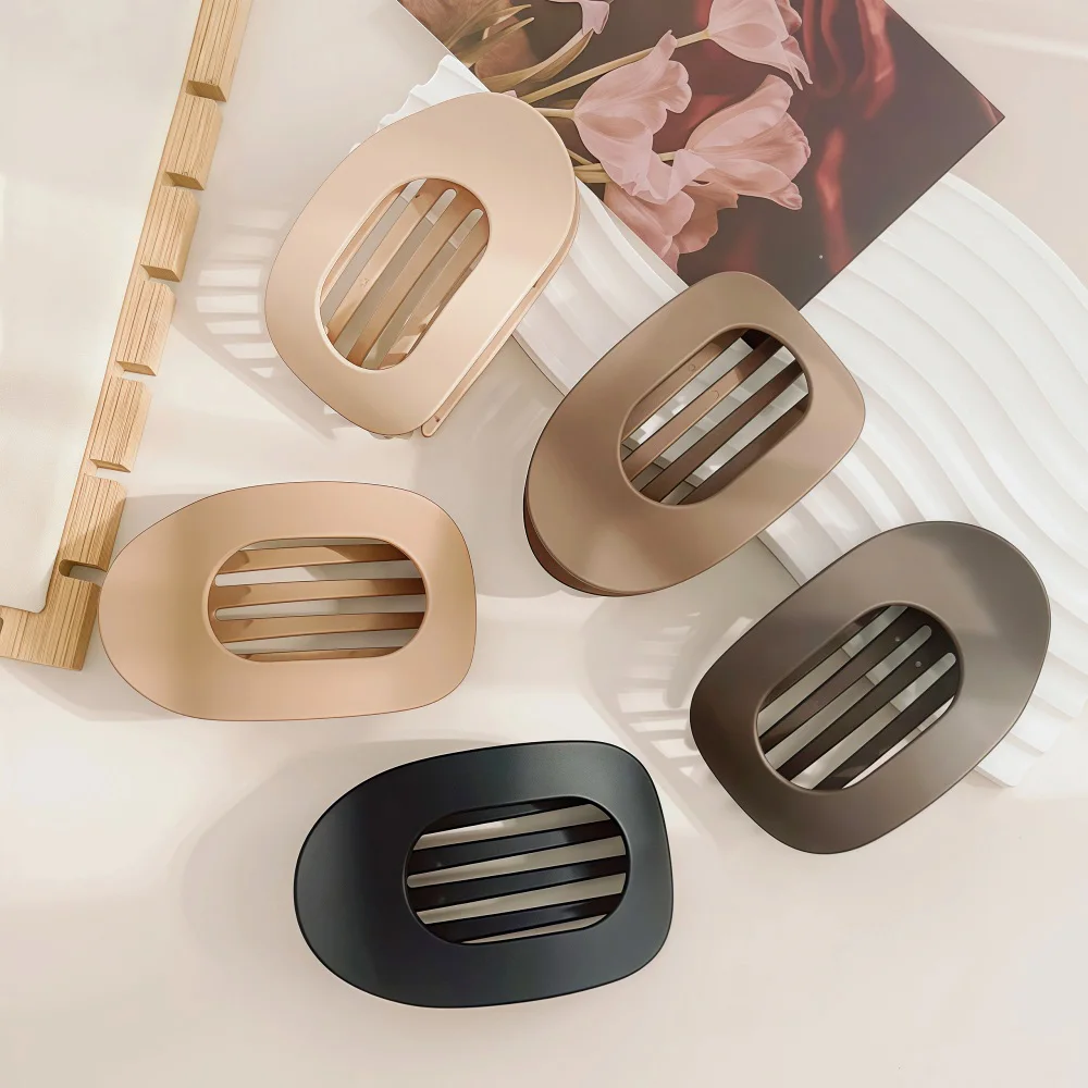 Mode Ovale Haarklauw Clip voor Vrouwen Nieuw Ontwerp Luipaard Matte Gebogen Platte Styling Haarspeldjes Acryl Liggen Haaraccessoires