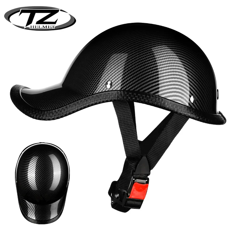 

2025 New Carbon Fiber Pattern Half Helmet, DOT Certified Lightweight for Men Women, Vintage Sun Protection Summer Riding Gear