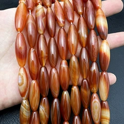 10x30MM 2Strands 26PCS Natural Red Agates Stone Rice Beads For Jewelry Making MY240802