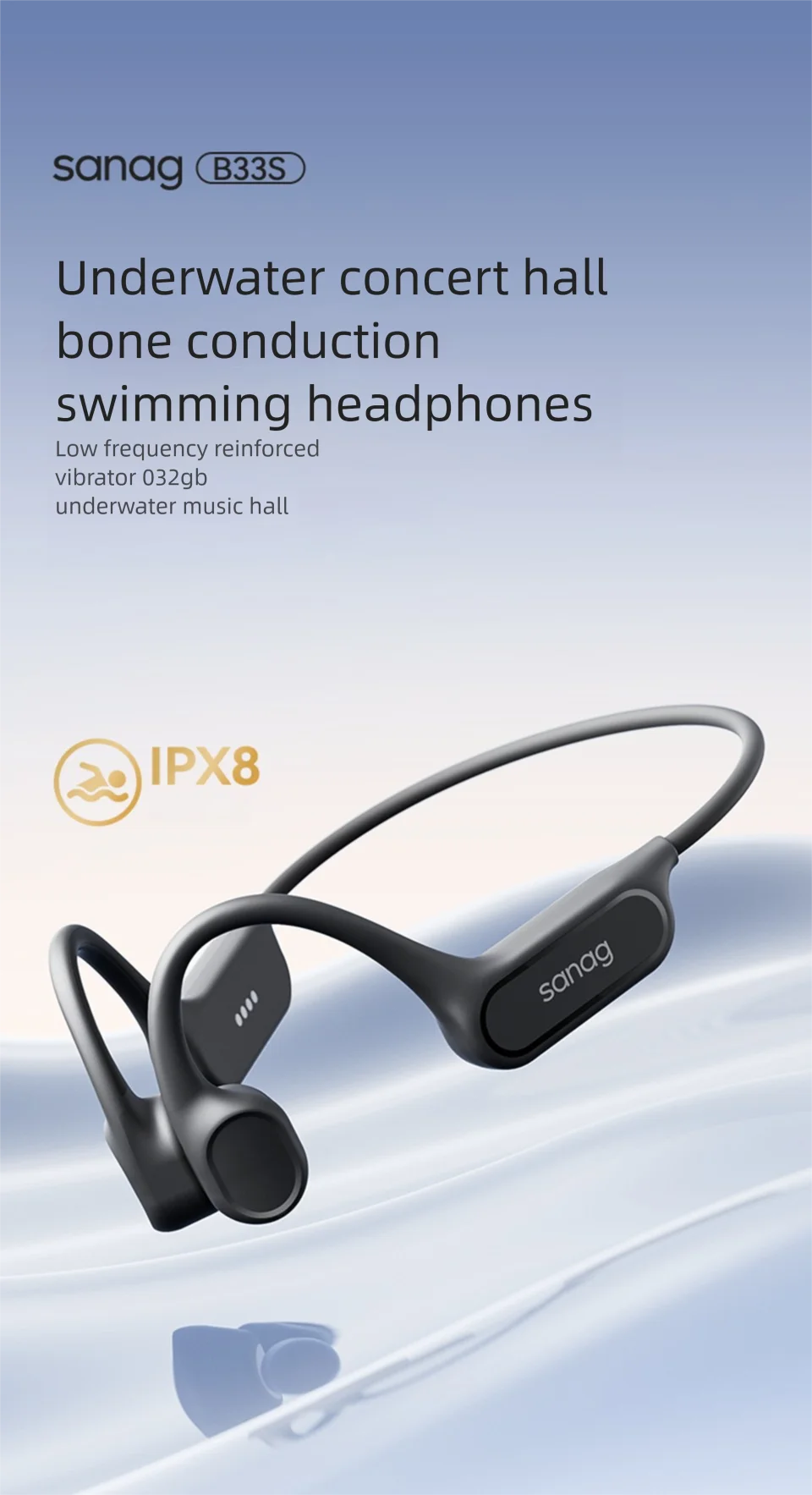 Cuffie A Conduzione Ossea Bluetooth 5.3 Per Nuoto – Memoria 32GB, IPX8, 8h Riproduzione, Open Ear