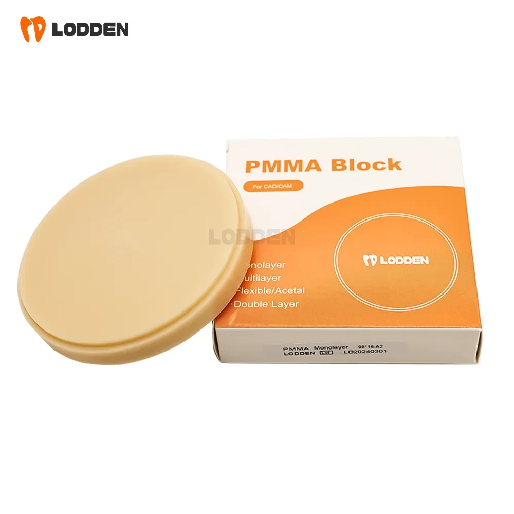 LODDEN PMMA Monolayer 98MM For Dental Lab Material Monochrome Resin Disc VITA 16 Color Dentist Materials CAD/ CAM Milling Blank