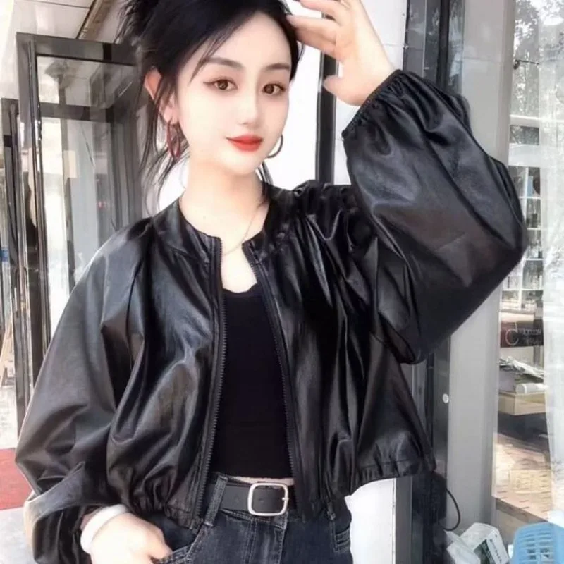 

Женская укороченная куртка в ретро-стиле Гонконга с круглым вырезом, черная, на молнии, с завязками, новинка ранней осени 2025 года, дизайнерская модель