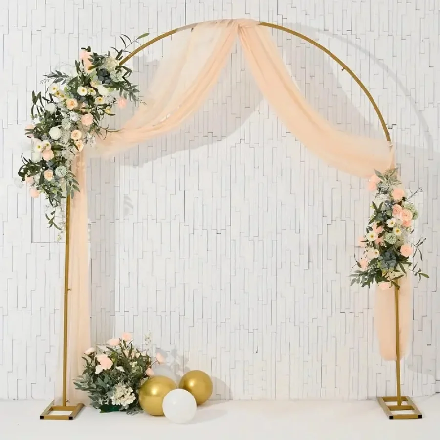 Metal Arch Backdrop Stand Gold Wedding Arch Stand Ceremony Balloon Arch Stand for Birthday Party,Garden Arch Trellis Ceremony We