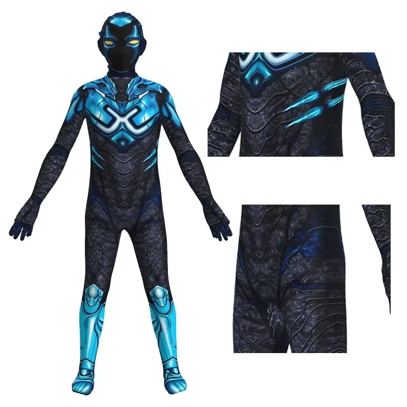 DC Blue Beetle cosplay costume superhero role play Boys Girls Kids Carnival children jumpsuit mask outfit party dress up gift