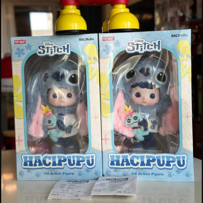 POPMART Hacipupu Stitch 1/8 Action Figure Series Dolls Trendy Toys Black Cat Figurines Home Decor Desktop Model Toy Gifts