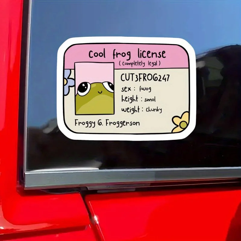 Cool Frog License Plate Sticker Made from One Sheet of Synthetic Paper-esthetic Cartoon Toad Sticker for Car Bumper, Laptop, ETC