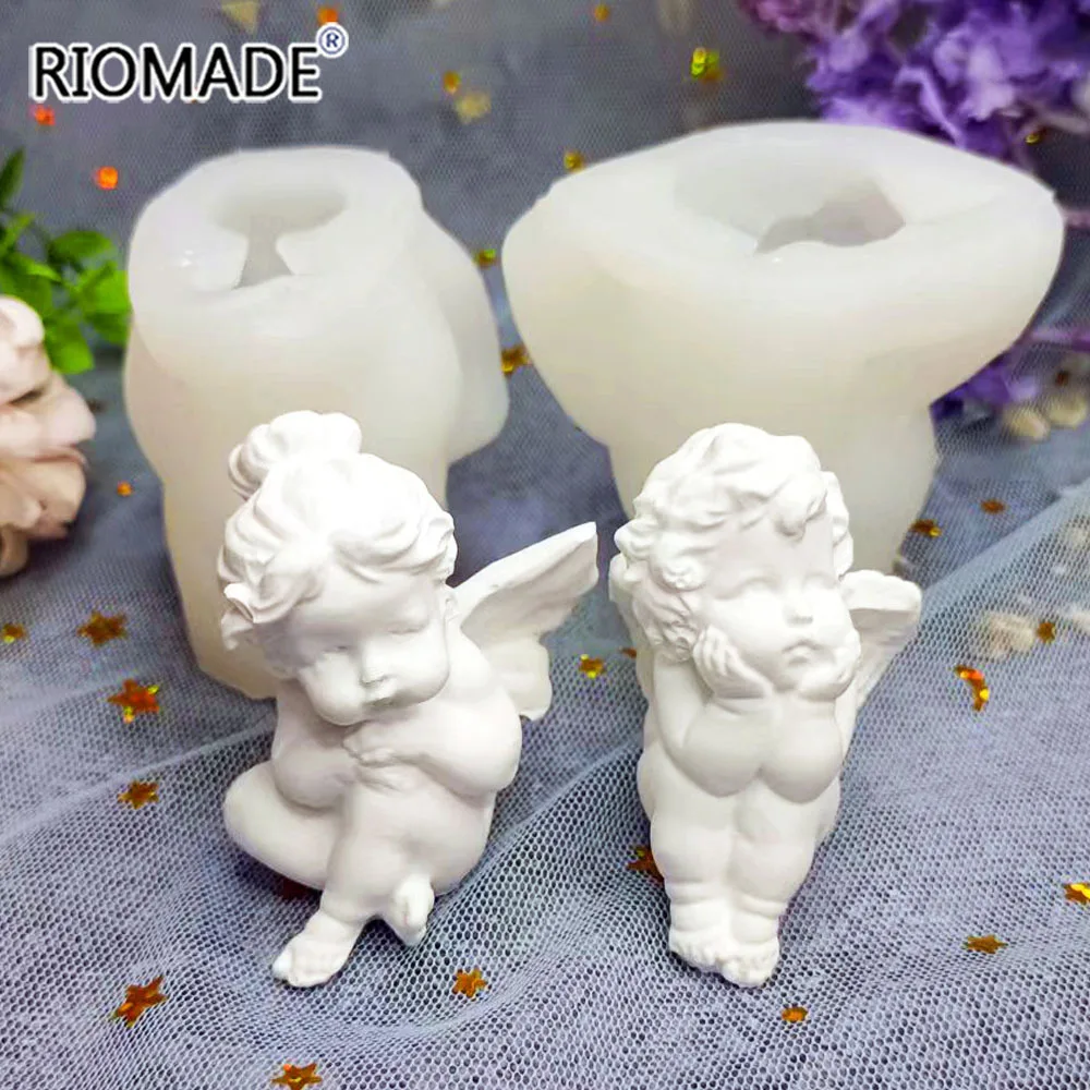 Cute Creative Angel Candles Mould Aromatic Resin Baking Appliance Cake Decoration Cupid Gypsum Chocolate Diy Silicone Mold