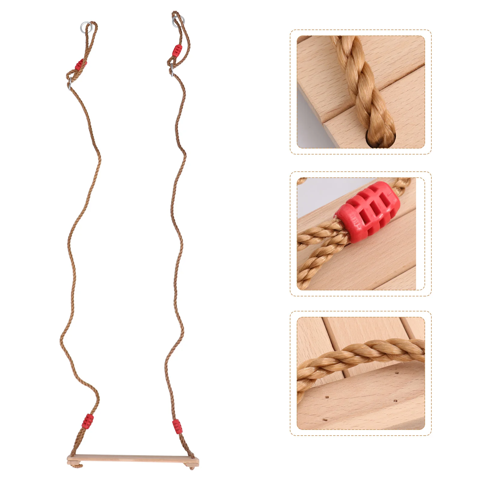 1pc Wooden Swing For Kids Sturdy Outdoor Play Equipment Backyard Garden Fun Children Four-Board Khaki Wooden Plaything