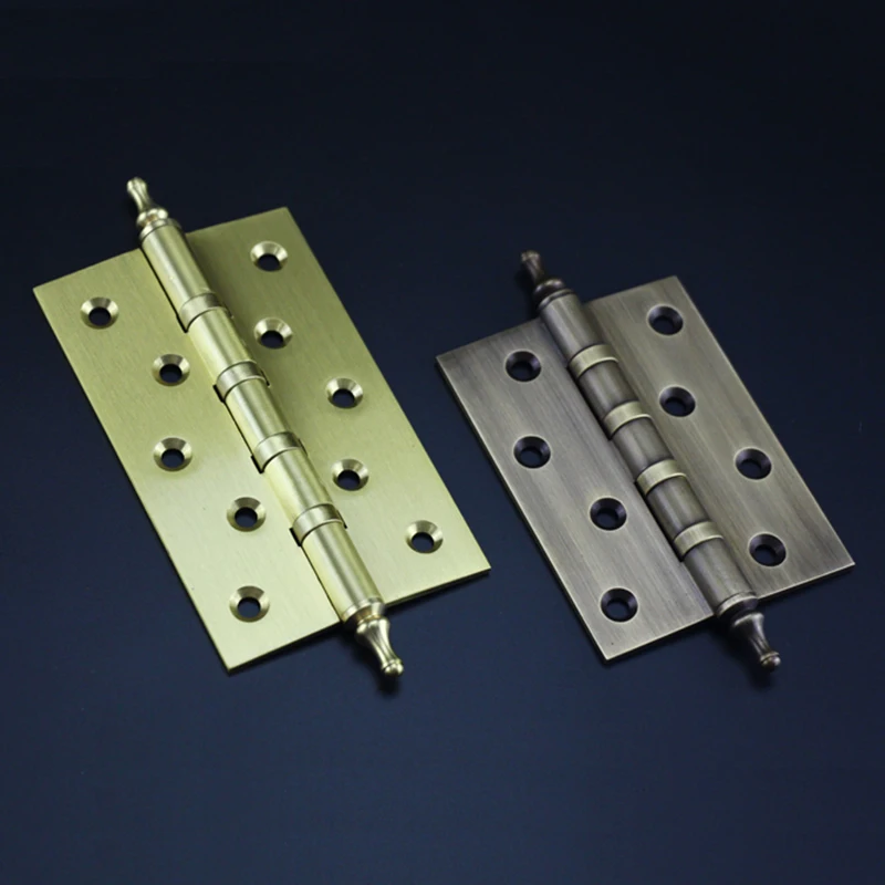 

High-end 2PCS 4''/5'' Solid Brass Heavy Duty Door Hinges Crown Head 3mm Thicken Gate Door Hinges Bearing Silent Hinges+Screws