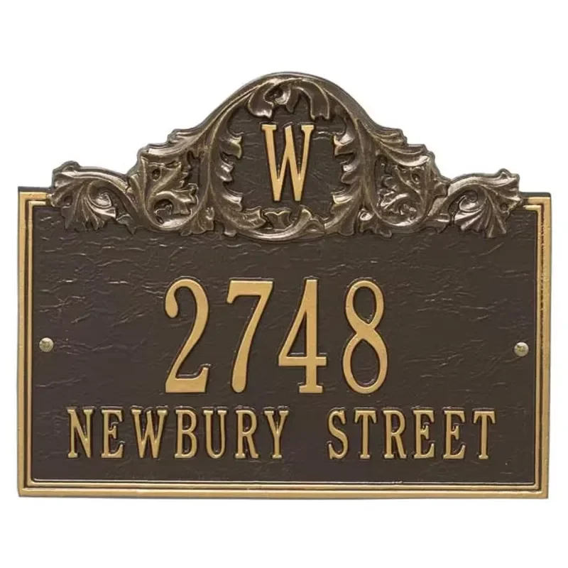 Embossment House Numbers Address Door Sign Metal Brass Door Plaque