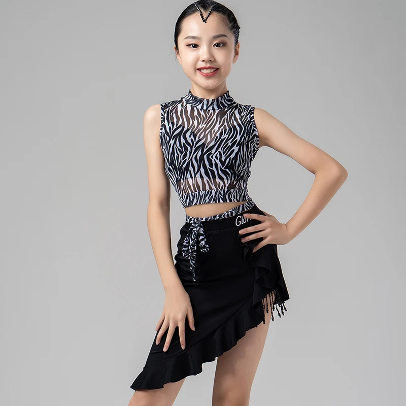 Irregular Latin Skirt Girls Performance Costume Salsa Skirts Tango Dance Wear Latin Practie Wear Samba Daning Outift DL9266