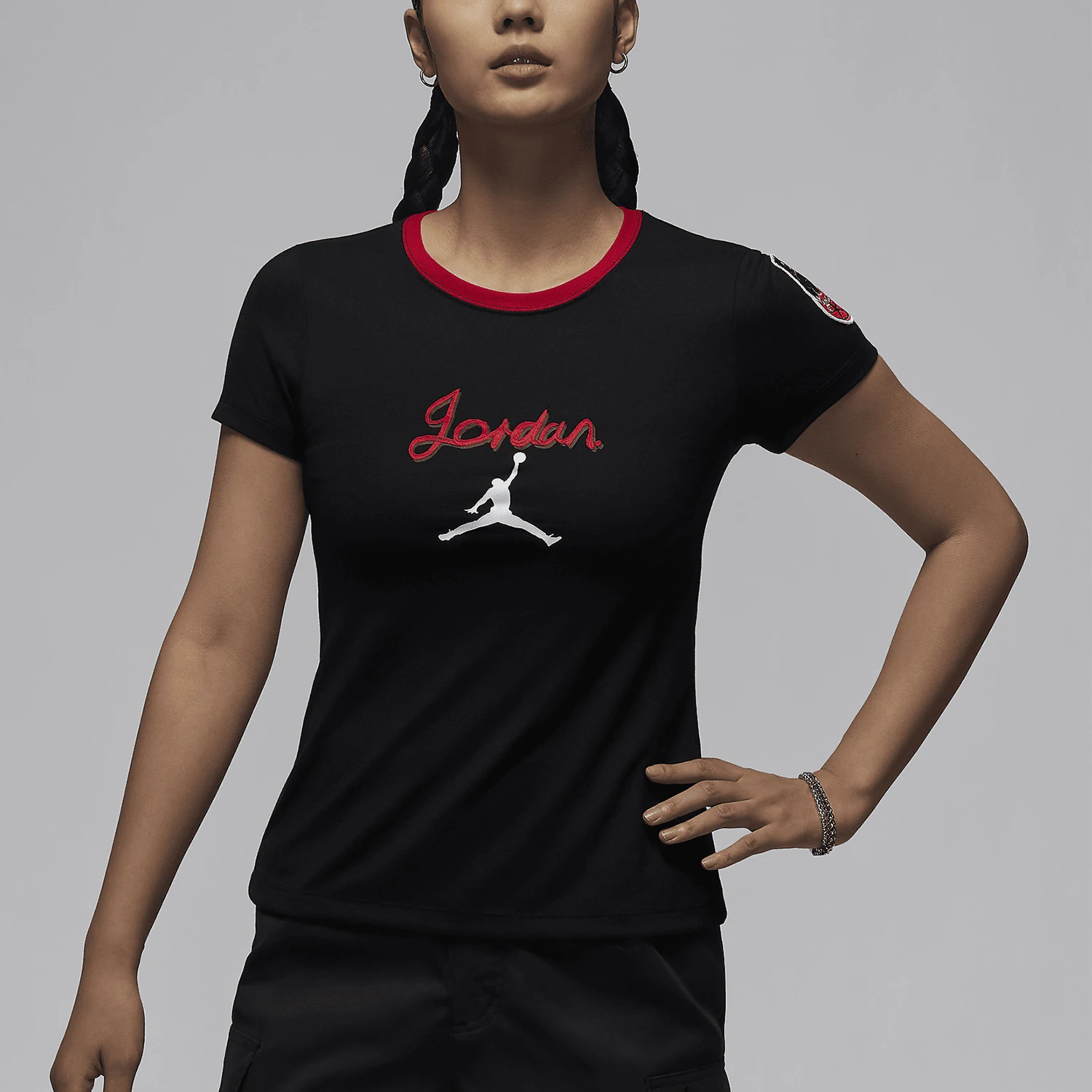 

Nike Authentic JORDAN Women's Slim Fit Breathable Sports Casual Short Sleeve T-Shirt HM4895-010