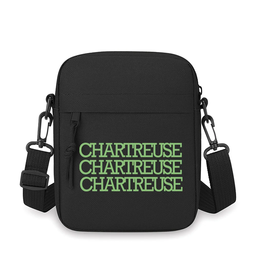 

Chartreuse repeated pattern on dark background Men Crossbody Bag Single Shoulder Women Cartoon Anime Film Printing Design Unisex