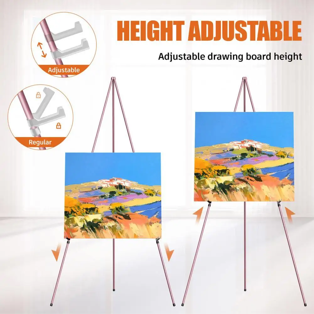 Adjustable Easel Stand Collapsible Portable Metal Tripod Easel Stand Adjustable Painting Display Easel for Canvas Lightweight