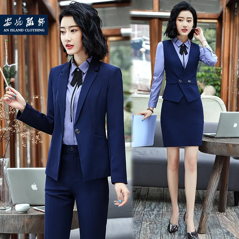 6001Business Wear Female Temperament Business Commute Formal Suit Vest Suit Work Clothes Hotel Waiter Work Clothes