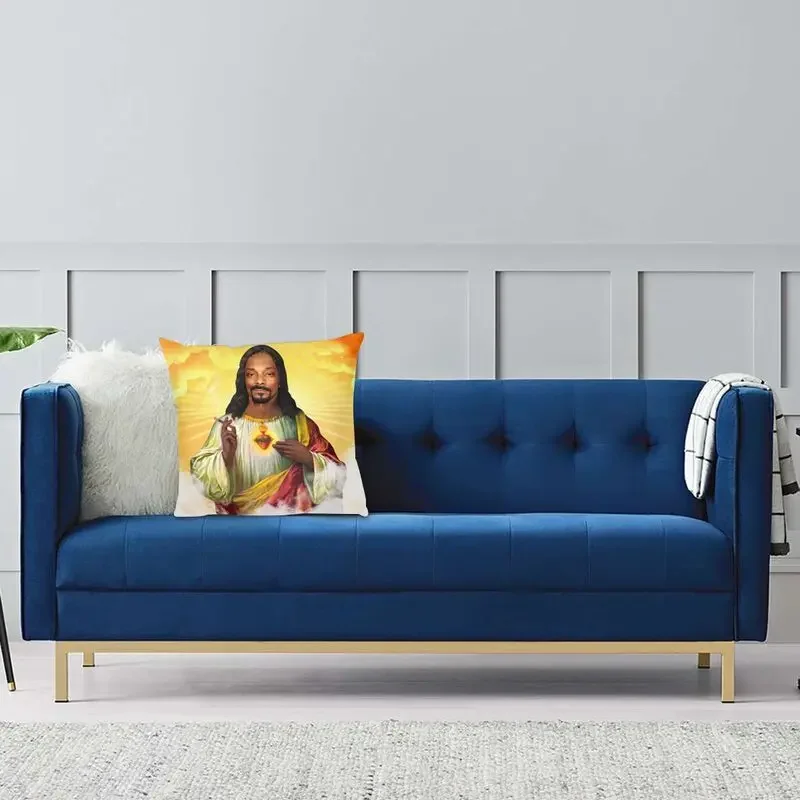 Saint Jesus Snoop Dogg Music Rapper Throw Pillow Case Home Decor Custom Square Cushion Cover 40x40 Pillowcover for Living Room