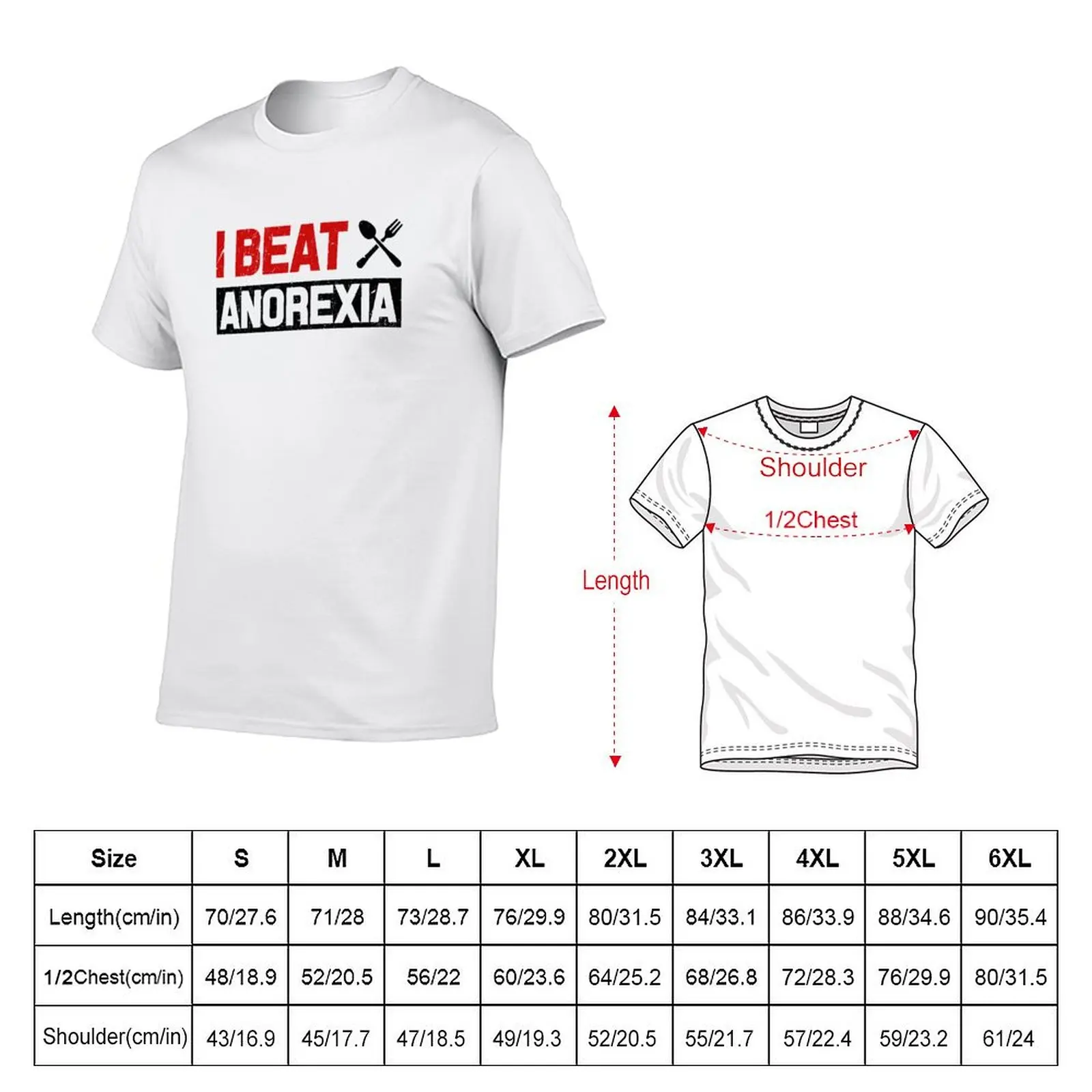 I Beat Anorexia T-Shirt Sports Casual Short Sleeve Cotton Tee