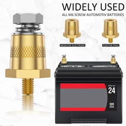 1Pair Car Battery Terminal Clamps M6 Thread Installation Battery Tone Post Adapter Kit Adjustable Conductive Caps Heavy Positive