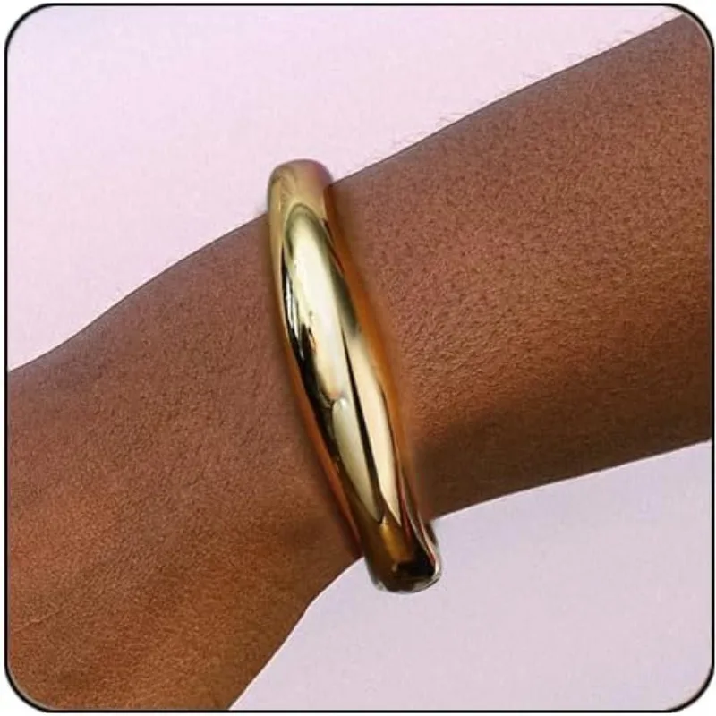 Gold Cuff Bangle Bracelets for Women Girls Trendy Hinged Cuff Open Wide Chunky 14K Gold Bracelet Minimalist Bangle Jewelry Gift