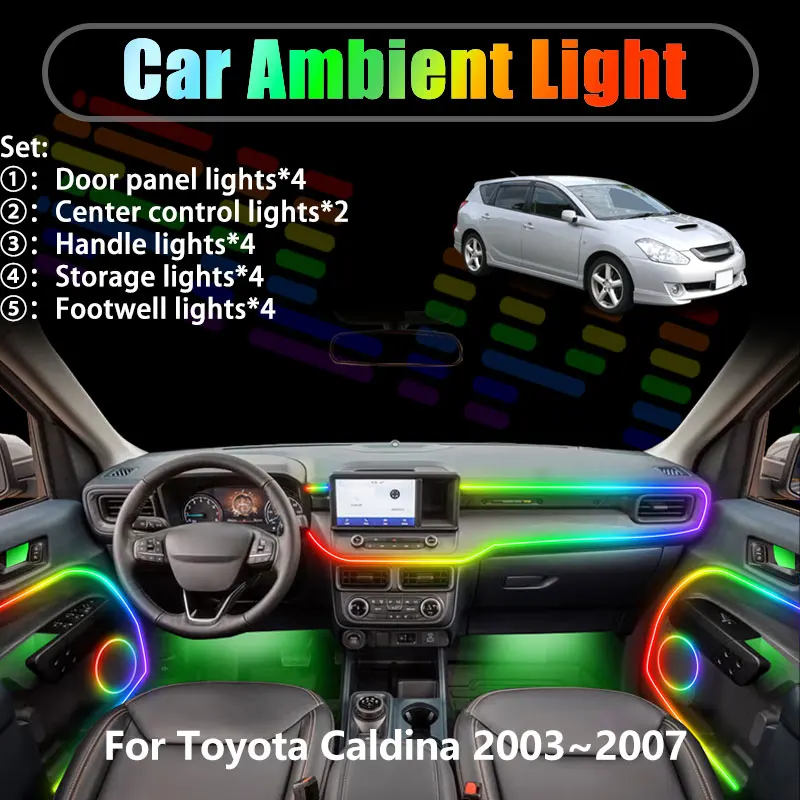 

For Toyota Caldina 2003~2007 MK3 3th T240 2/18 in 1 Car ambient lighting Led trunk interior led lights USB RGB Ensemble Streamer