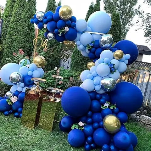 102pcs Macaron Blue Royal Blue Balloon Arch Kit,for Baby Showers Birthday Party Wedding Anniversary Graduation Celebration Decor