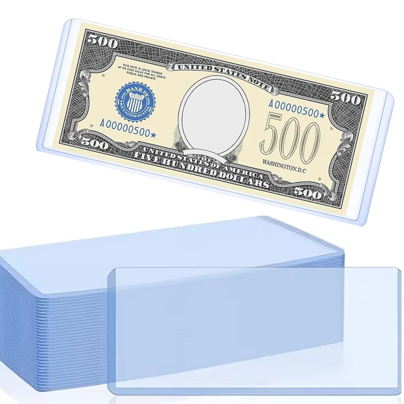 6PCS Clear Plastic Banknote Sleeves Dustproof Dirtproof Currency Collection Protectors Round Corner Bill Storage Holders ZYF