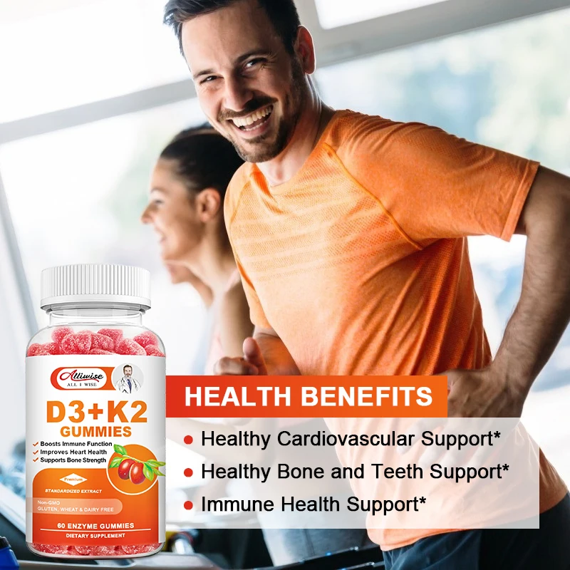 Alliwise Vitamin D3 Vitamin K2 and MK-7 Blend for Bone & Muscle Support Promotes Calcium Absorption Cardiovascular