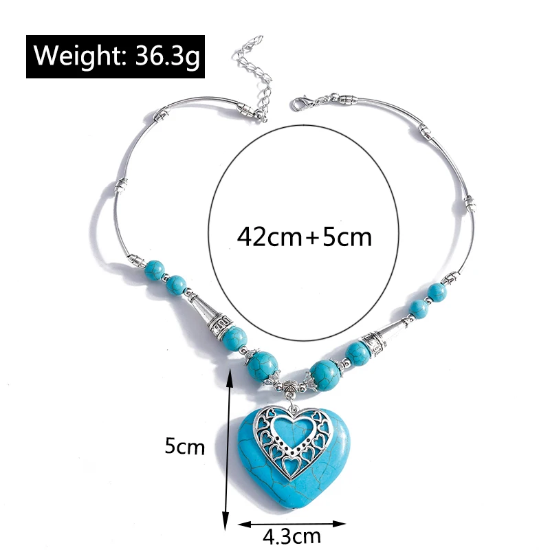 Aihua Maxi Big Statement Natursteinperlen Herzen Halsketten & Anhänger für Frauen Böhmischer Schmuck Geschenke – Detail 7