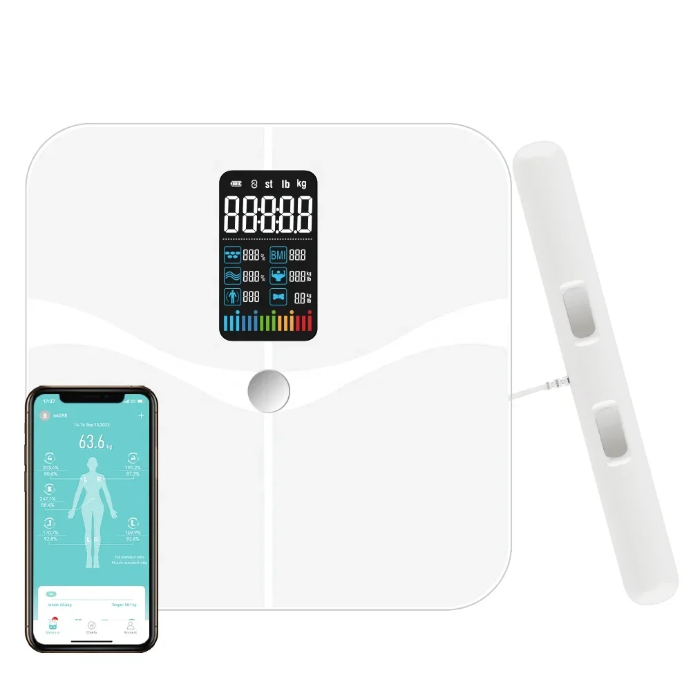 Smart Digital Weighing Scale 8 Electrodes Automatic Body Report Fat Measurement Bathroom Use Maximum Weight 180kg Electric ITO