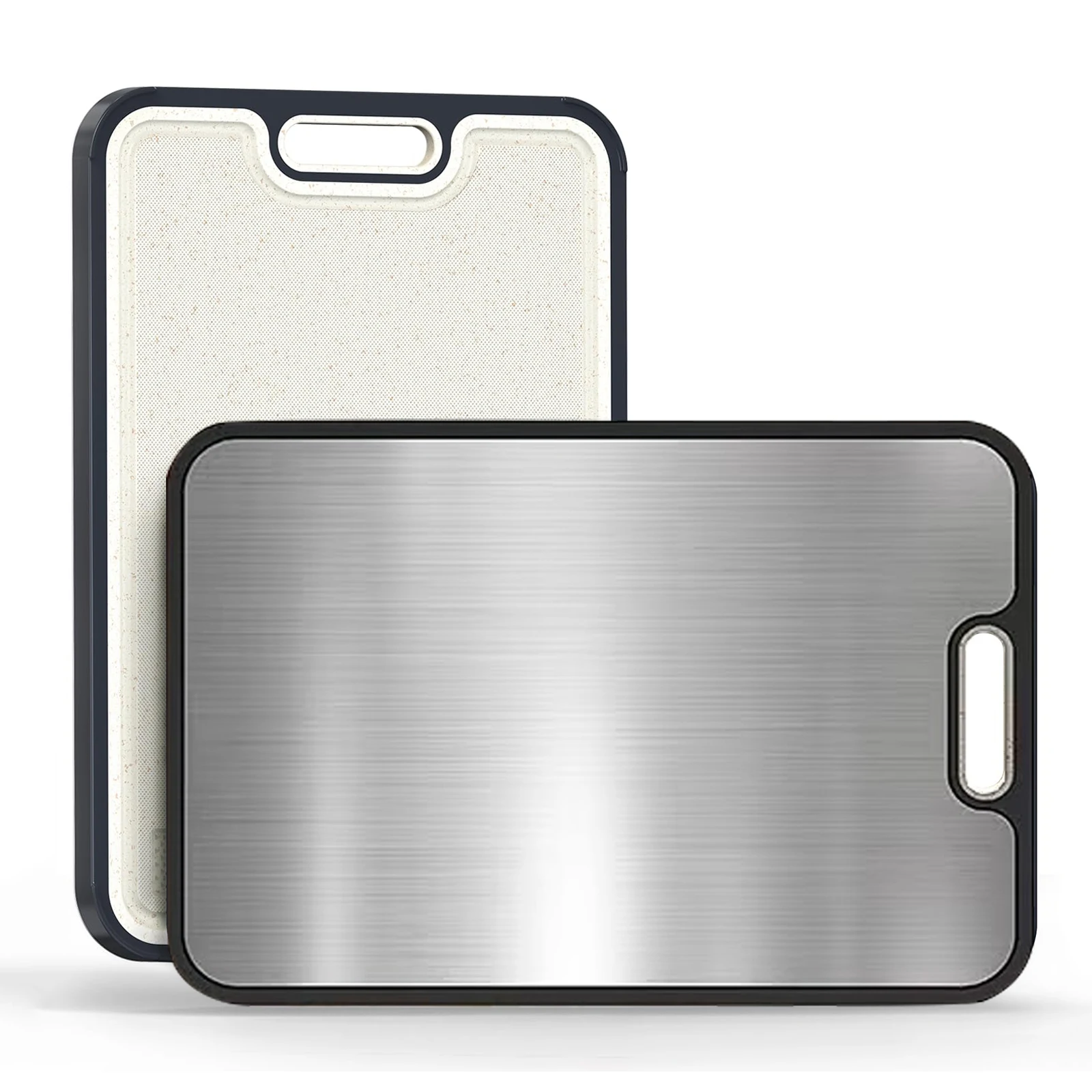Multifunctional Double-Sided Chopping Board with Grinder Anti-Slip Anti-Mildew Stainless Steel Cutting Board with Juice Groove