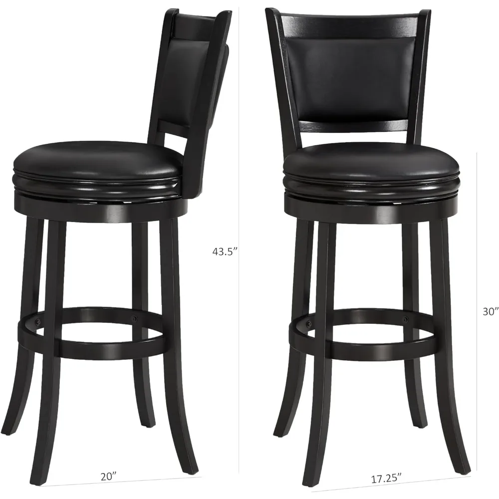 Swivel Pub Height Barstool 29 Inch Seat Height Black Set of 1