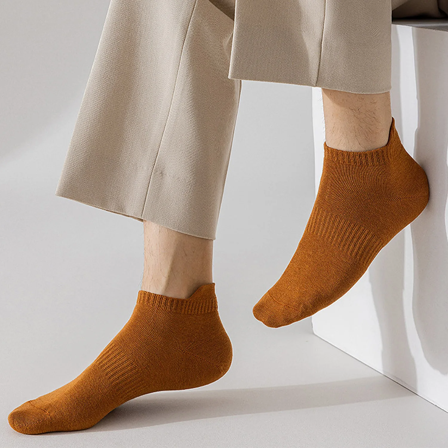 New 10Pcs Men Pure Cotton Spring Autumn Seamless Ankle Socks Xinjiang Cotton Low Cut Breathable Trendy Daily Casual Soft Socks